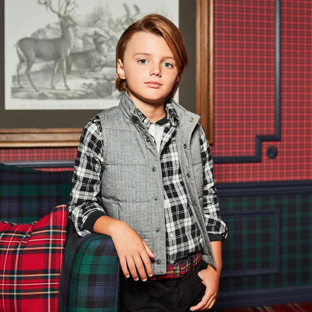 JANIE AND JACK PLAID BRUSHED TWILL SHIRT